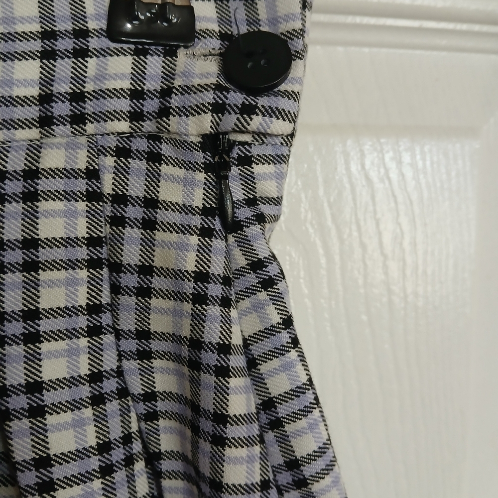 Bershka Plaid A-Line Mini Skirt Pleated Preppy Academia Granola Festival Party - Picture 6 of 10